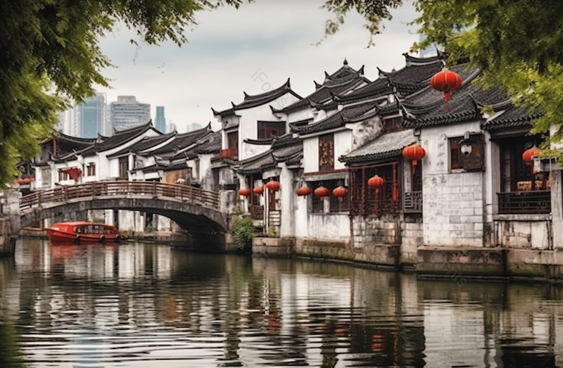 古运河与建筑江南著名景点中国文化水乡,高清,摄影图,摄影图片,图片大全,摄影图免费下载